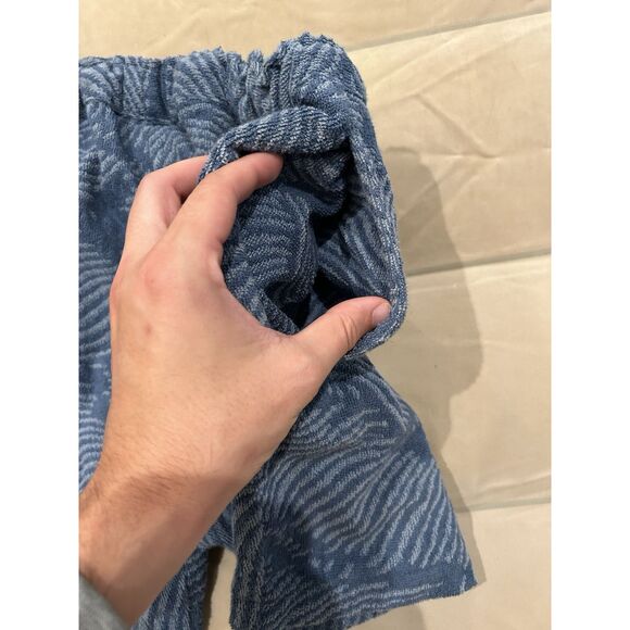 OAS Mens XL Blue Terry Cloth Shorts Floral Hawaiian - Picture 7 of 7